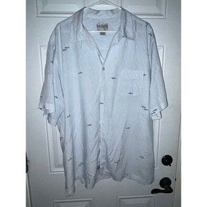 Quiksilver Edition Shirt Mens Size XXLT Comfort Fit Casual Blue Print fish EUC